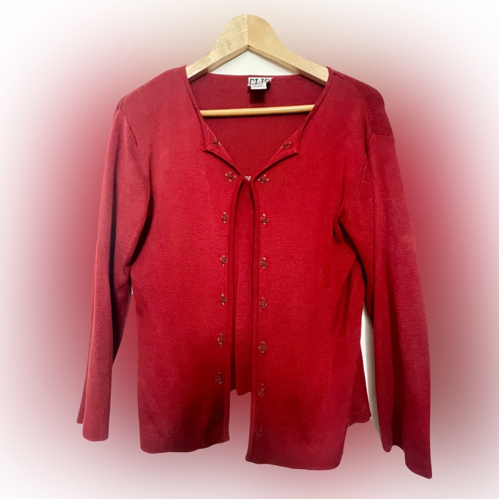Vintage Deep Red Cardigan